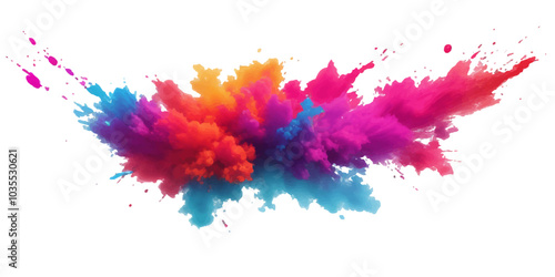 Bright colorful watercolor splash splatter stain brush strokes on white background. Modern vibrant aquarelle spot. Aquarelle explosion on white. Element. Vector watercolor illustration isolated design