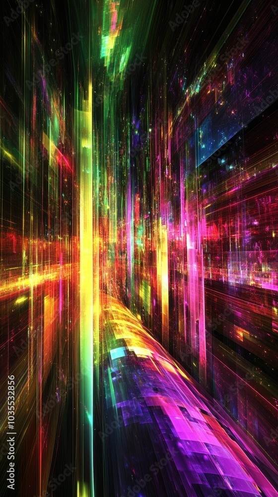 Vibrant abstract light trails in a digital space. Vibrant abstract light trails in a digital space.