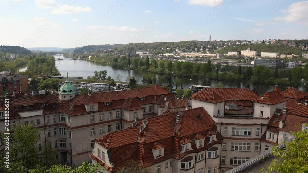 Panorama of Prague city from the viewpoint of Prague Castle. Panorama of Prague city from the viewpoint of Prague Castle.