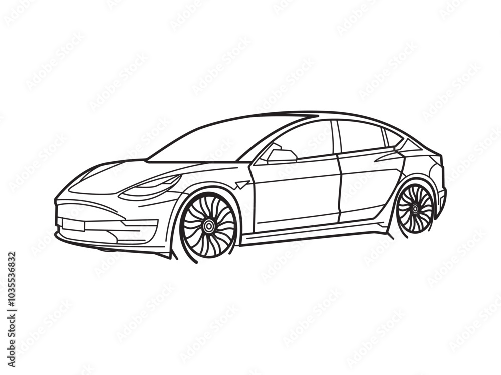 Naklejka premium Car line art illustration metal silhouette art