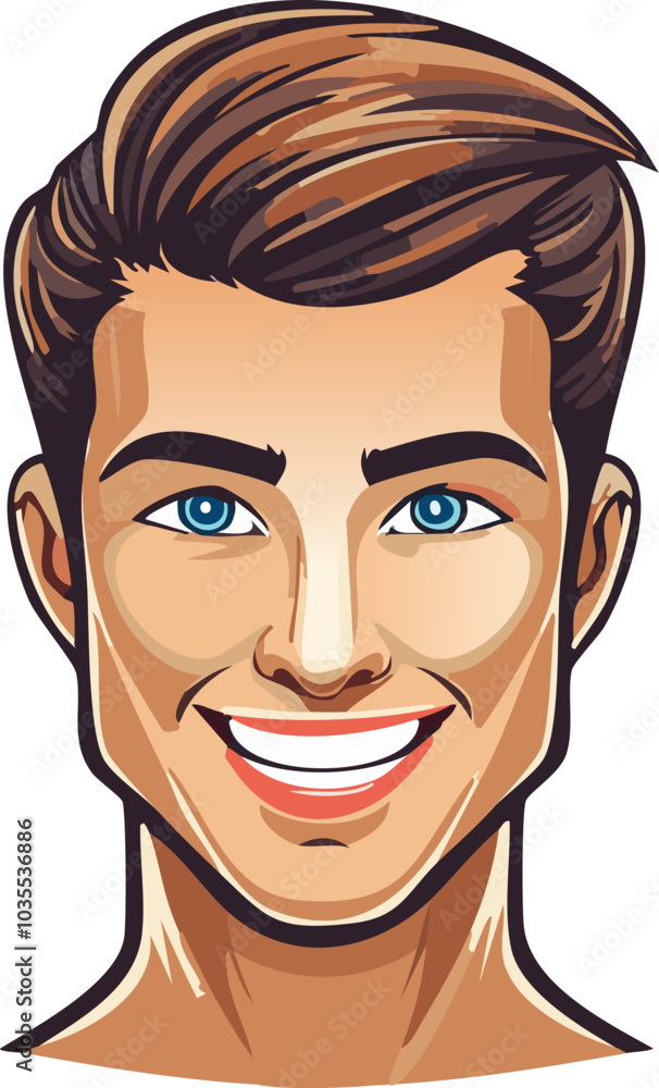 Vector young male portrait, happy and charismatic illustration. Vector young male portrait, happy and charismatic illustration.
