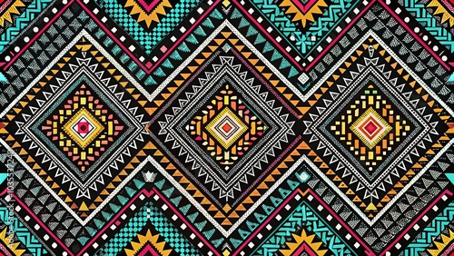 Geometric Aztec Pattern Night Photography Background