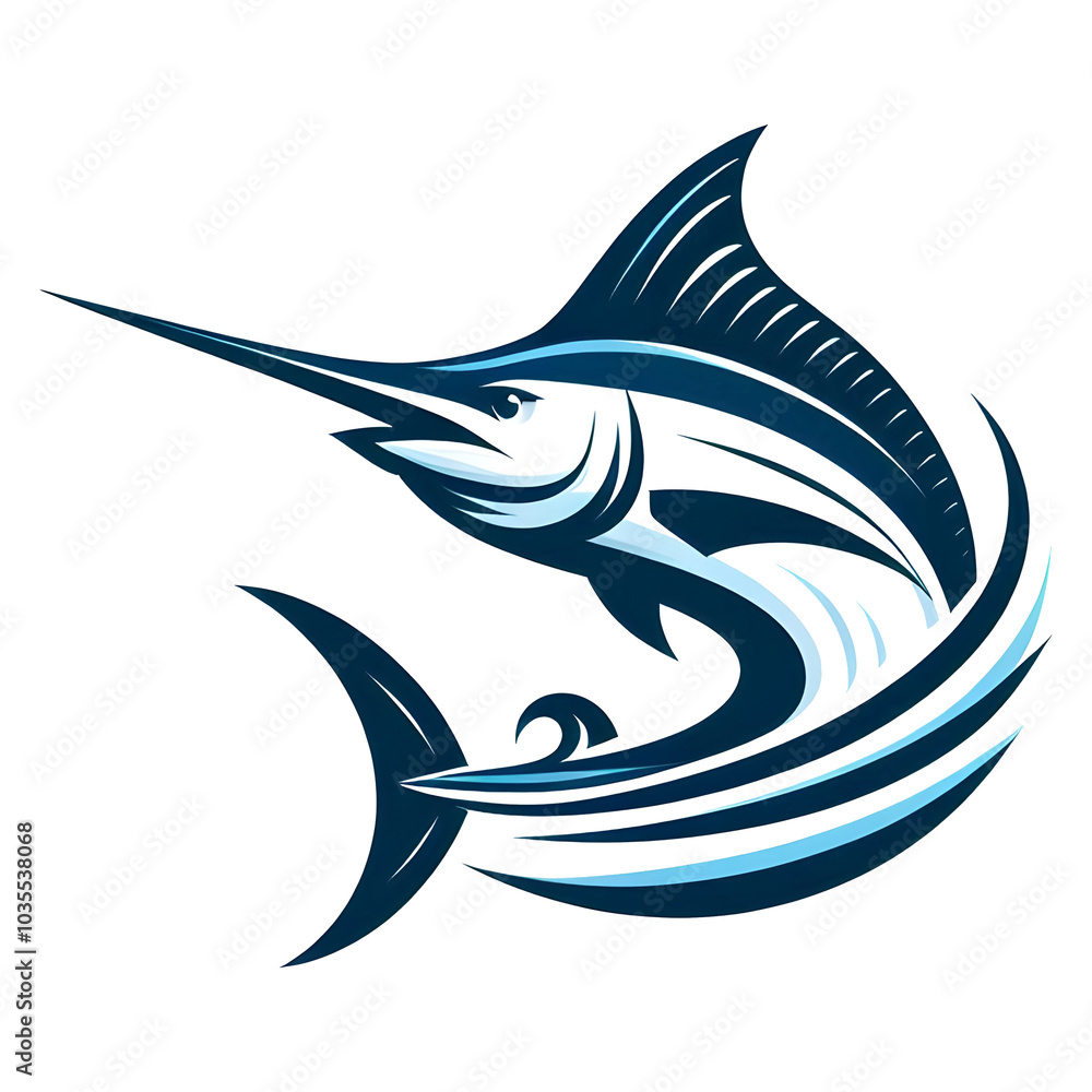A Jumping Blue Marlin Fish Vector Illustration A Jumping Blue Marlin Fish Vector Illustration