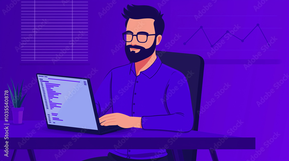 Focused Programmer Working on a Project Focused Programmer Working on a Project