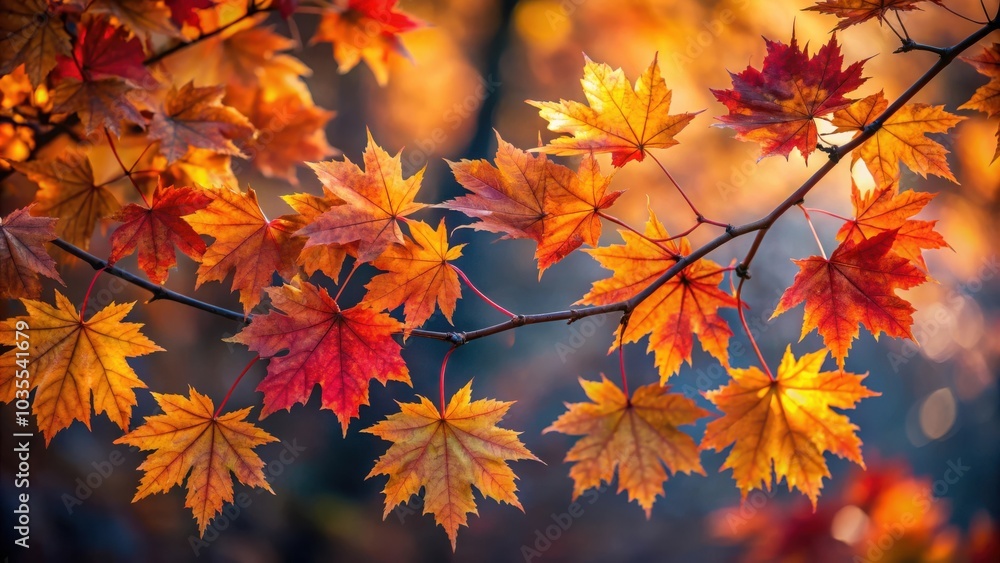 Autumnal Maple Leaves Glowing In The Sunlight, A Stunning Display Of Nature's Palette Autumnal Maple Leaves Glowing In The Sunlight, A Stunning Display Of Nature's Palette