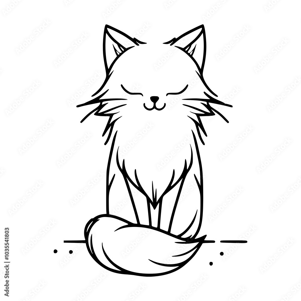 Obraz premium Cat line art silhouette vector with white background 