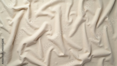 Close up of natural beige linen fabric with a textured breathable weave