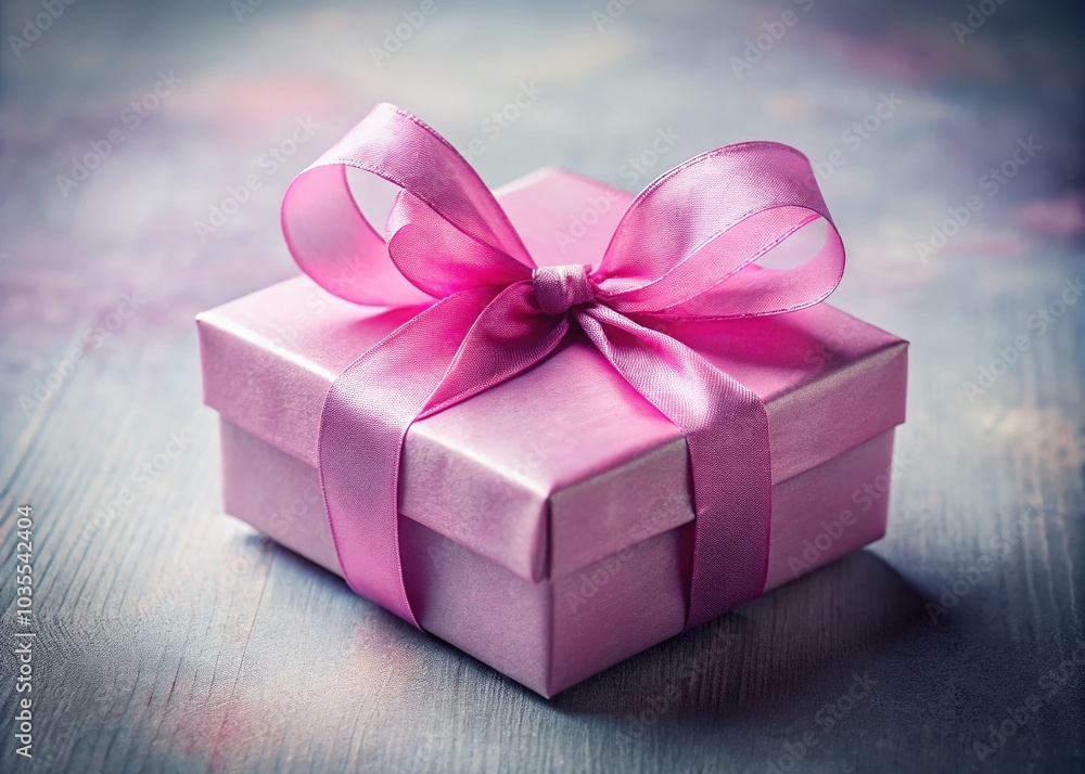 Obraz premium Soft Pink Gift Box on Light Background with High Dynamic Range for Elegant Presentation and Celebration