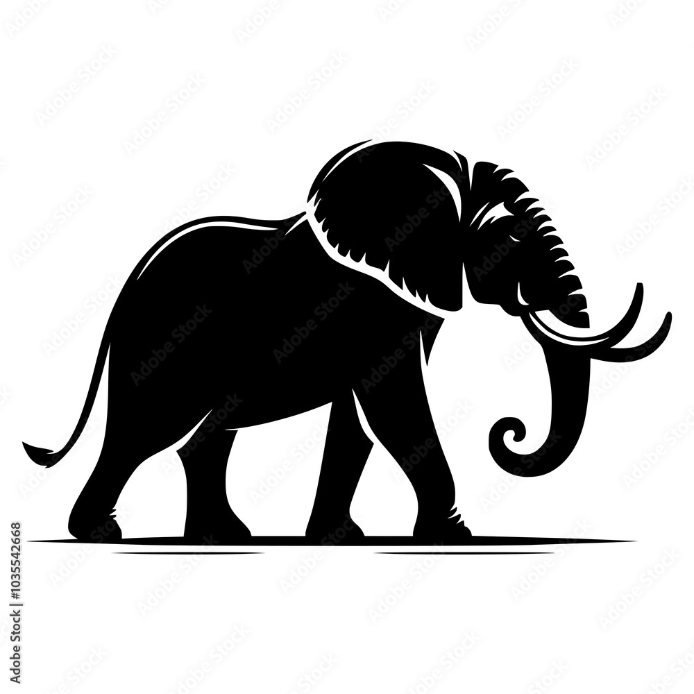 Obraz premium Elephant silhouette vector with white background 