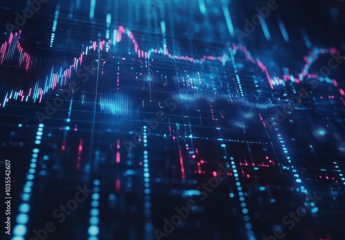 Abstract Digital Financial Chart With Blue and Red Data Lines