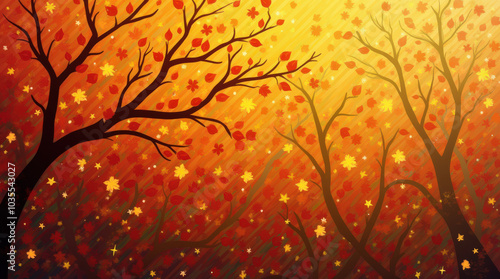 Wallpaper Mural Vibrant Autumn Abstract Wallpaper with Fall Colors and Leaves for Nature-Themed Design Background Torontodigital.ca