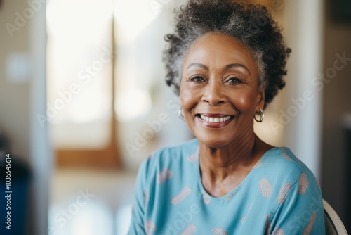 Portrait of a elderly African American woman in a nursing home