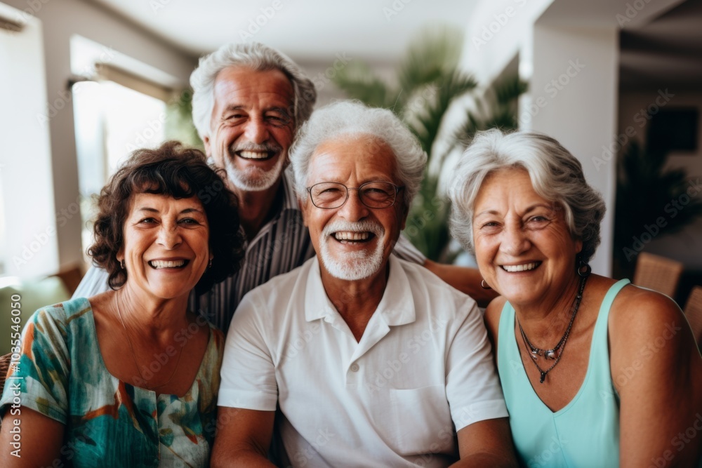 Portrait of a elderly group of seniors smiling in nursing home Portrait of a elderly group of seniors smiling in nursing home
