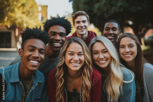 Portrait of a smiling diverse group of students