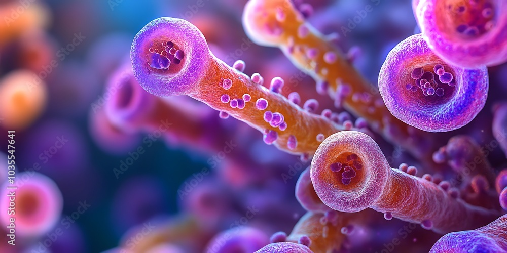 Obraz premium Close-up of bacteria under a microscope