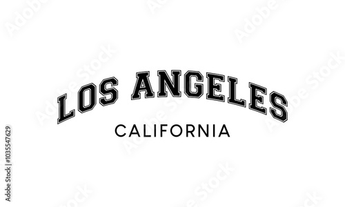 Los Angeles Classic Vintage Retro Arched Outline California Text Lettering Vector Illustration Design 