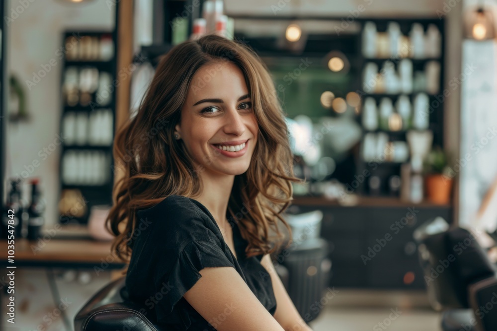 Portrait of a smiling hairdresser in a modern saloon Portrait of a smiling hairdresser in a modern saloon