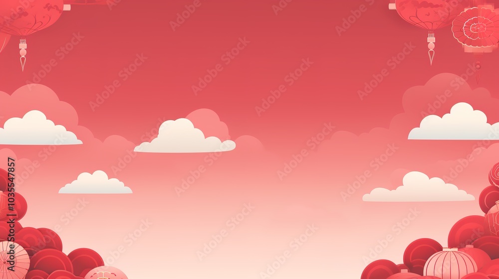 Obraz premium Happy Chinese New Year holiday cartoon publicity illustration,AI generated.