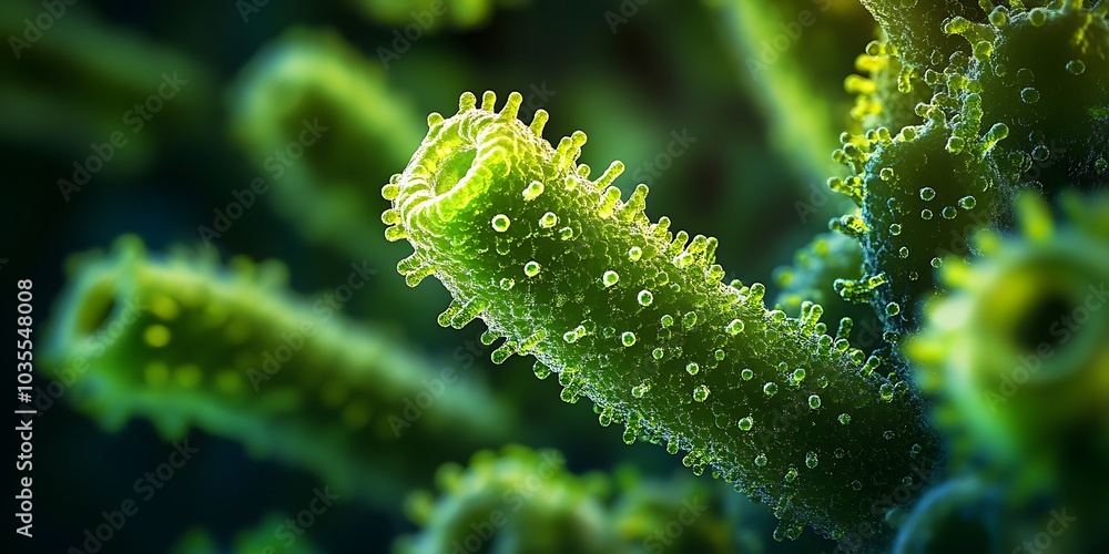 Naklejka premium Close-up of bacteria under a microscope