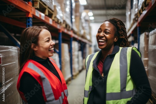 Smiling portrait of a diverse group of female warehouse workers