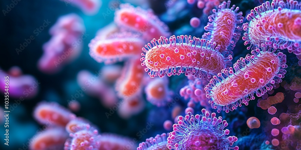 Close-up of bacteria under a microscope Close-up of bacteria under a microscope