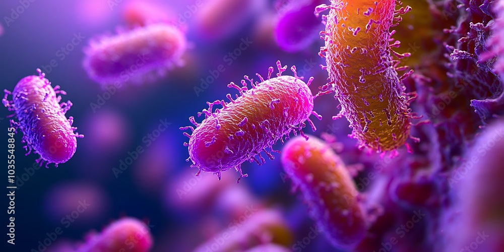 Fototapeta premium Close-up of bacteria under a microscope