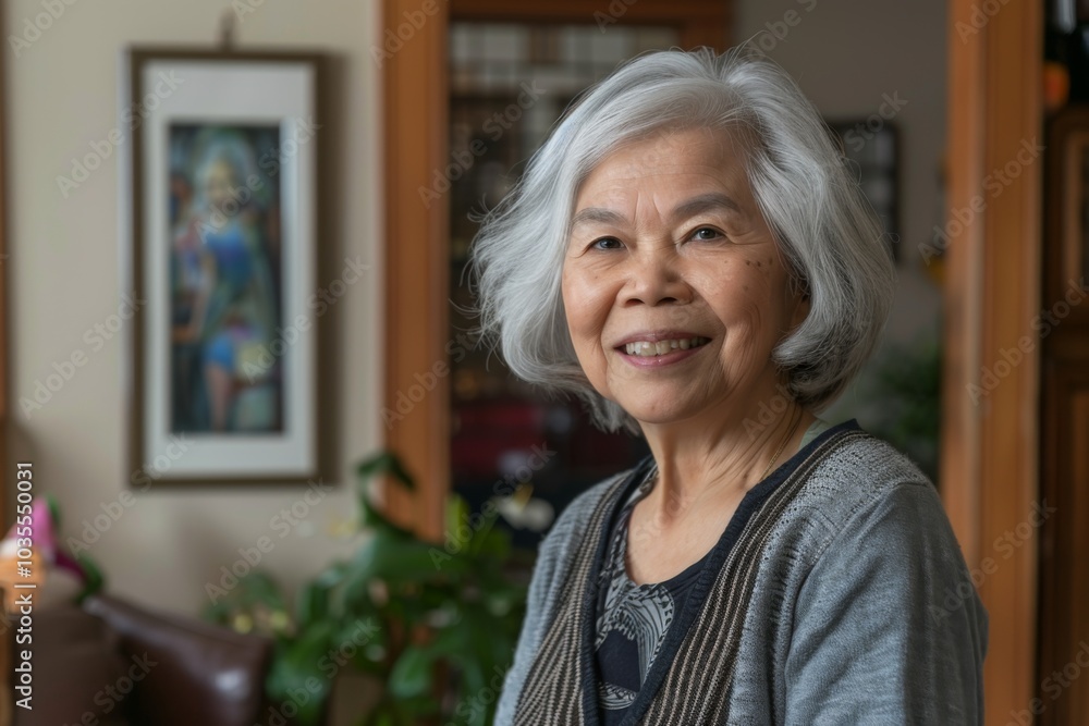 Portrait of a smiling active senior woman in sport clothes at home Portrait of a smiling active senior woman in sport clothes at home