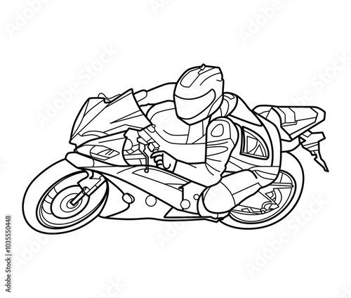 Sports motorbike line art illustration isolated on background