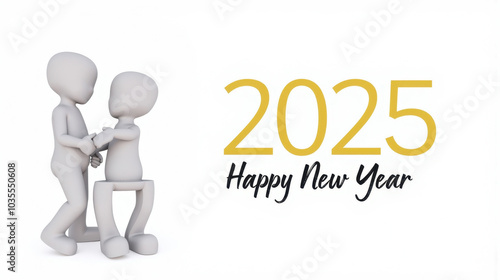 New Year greeting card featuring the number "2025" with "Happy New Year" text.