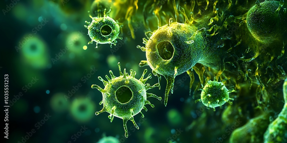 Obraz premium Close-up of bacteria under a microscope