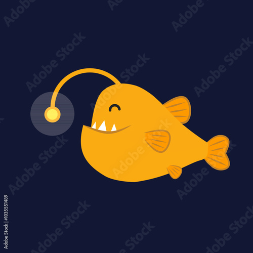 hand drawn cute Anglerfish 