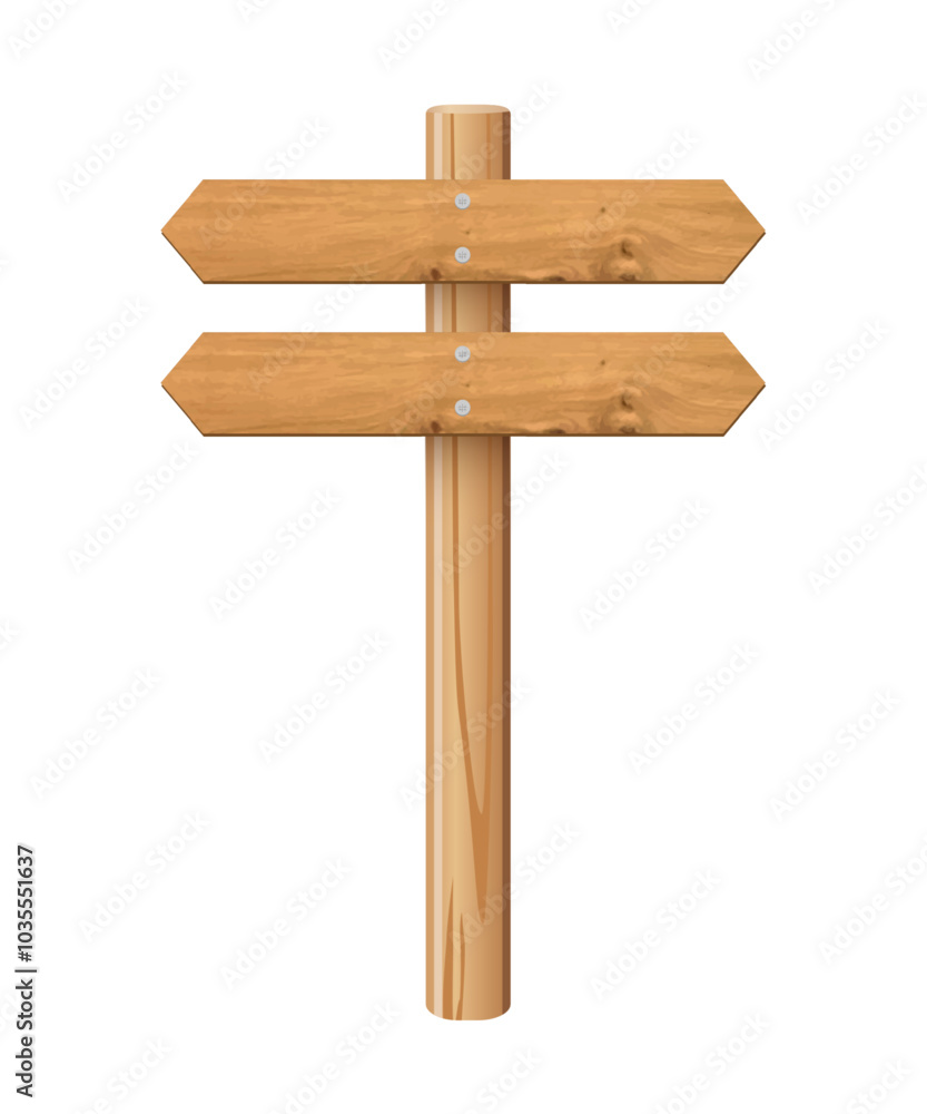 3d wooden signboard vector illustration. Realistic wood sign post. Blank arrow with wood texture, plywood road pointer. City guidance. 3d wooden signboard vector illustration. Realistic wood sign post. Blank arrow with wood texture, plywood road pointer. City guidance.