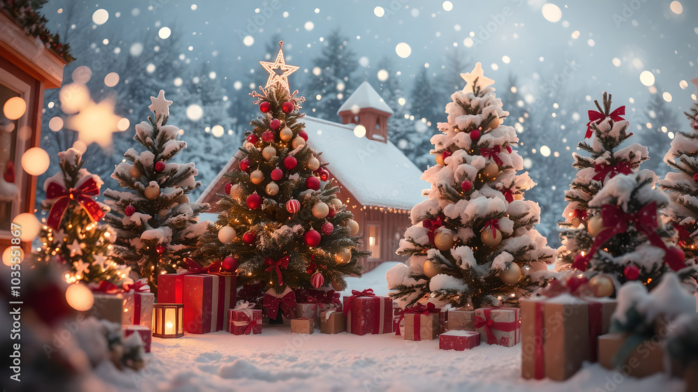 Christmas background with Christmas tree and decorations Christmas background with Christmas tree and decorations