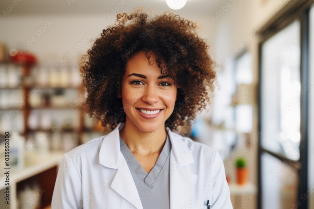 Portrait of a smiling female African American medical physician Portrait of a smiling female African American medical physician