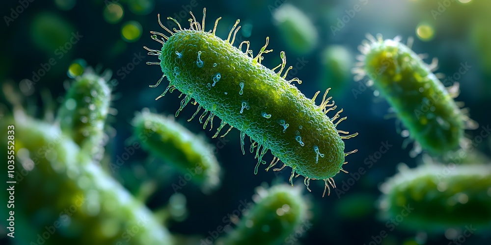 Naklejka premium Close-up of bacteria under a microscope