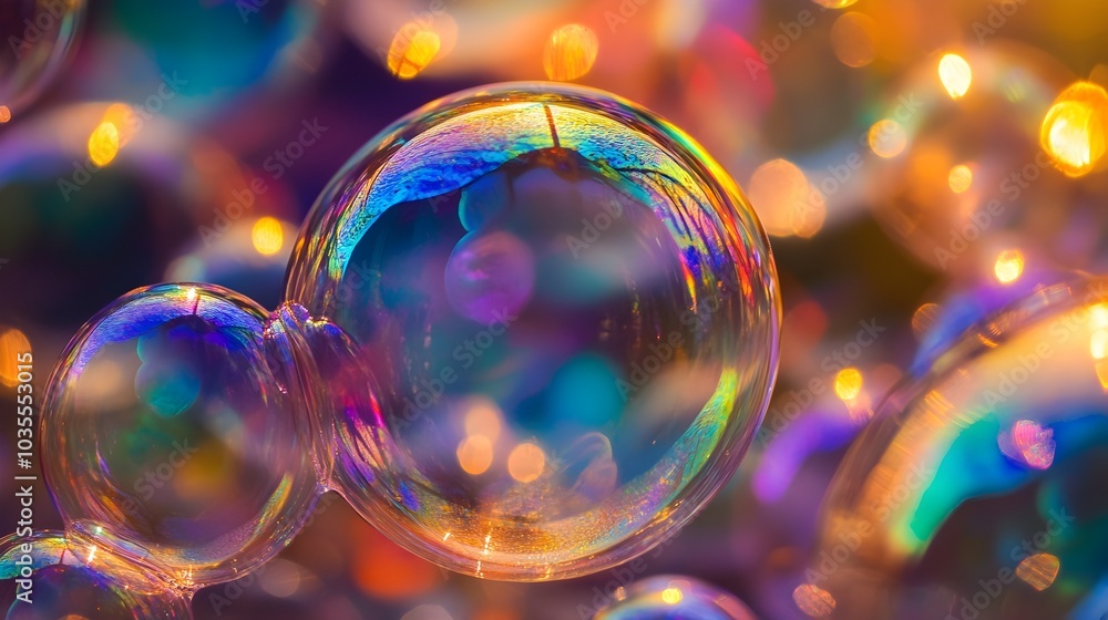 Mesmerizing Iridescent Soap Bubble Spheres in Kaleidoscopic Prismatic Display Mesmerizing Iridescent Soap Bubble Spheres in Kaleidoscopic Prismatic Display