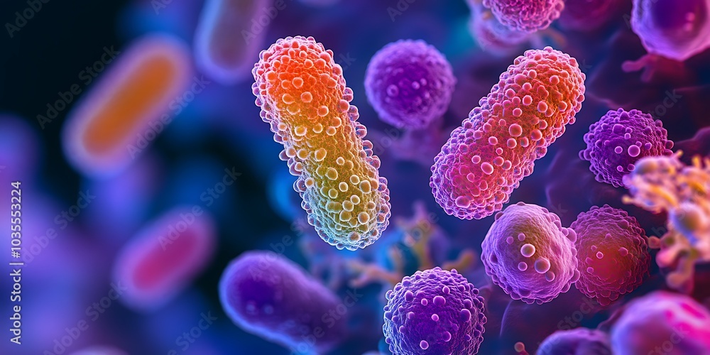 Close-up of bacteria under a microscope