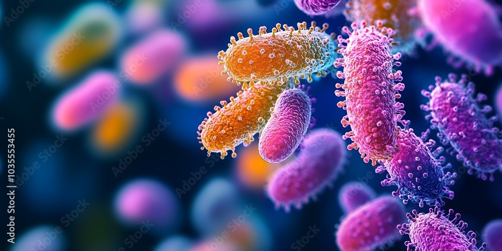 Close-up of bacteria under a microscope