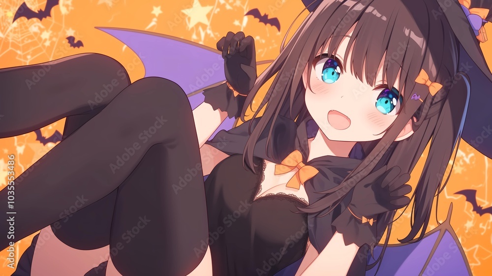 ハロウィンのコスプレをしたアニメ調の美少女 ハロウィンのコスプレをしたアニメ調の美少女