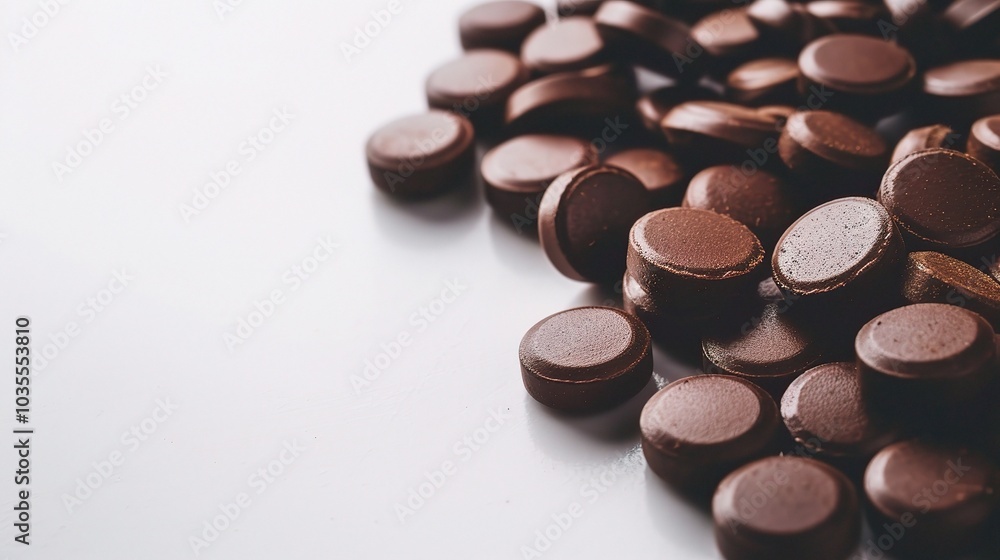 Brown herbal pill tablet on white background - a natural remedy in a simple yet striking presentation Brown herbal pill tablet on white background - a natural remedy in a simple yet striking presentation