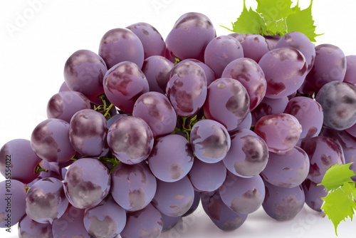 Grapes and s on white. fresh food sweet concept. bunch of grapes on a white with a bunch of purple flowers. a bunch of grapes and fruit on a white with purple and white stripes lifestyle. photo