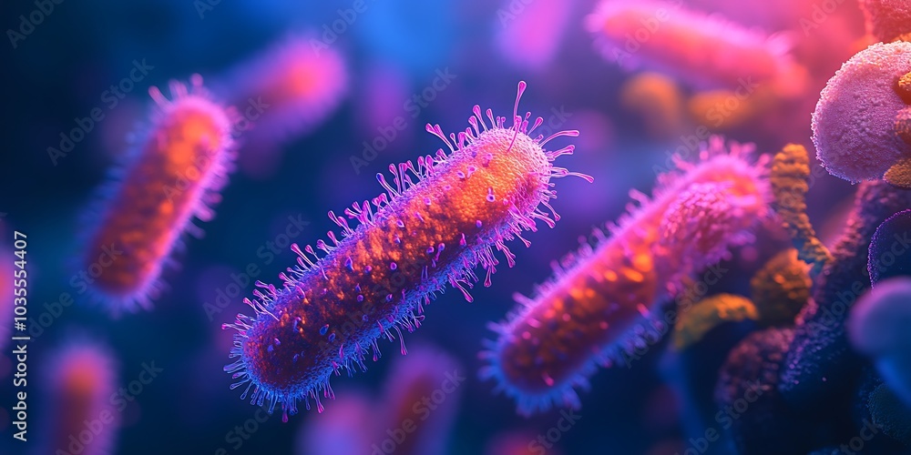 Naklejka premium Close-up of bacteria under a microscope