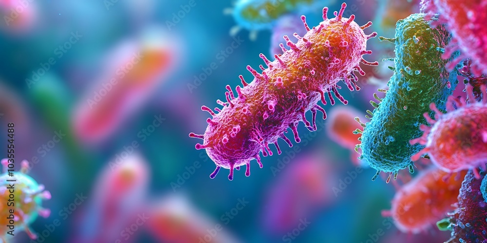 Fototapeta premium Close-up of bacteria under a microscope