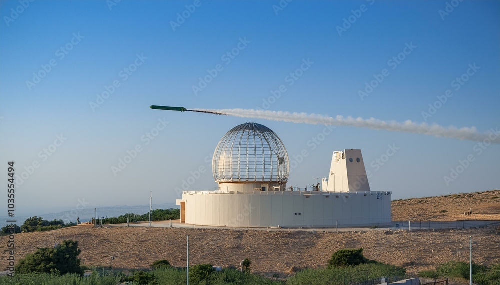 Obraz premium 아이언돔에서 발사되는 미사일