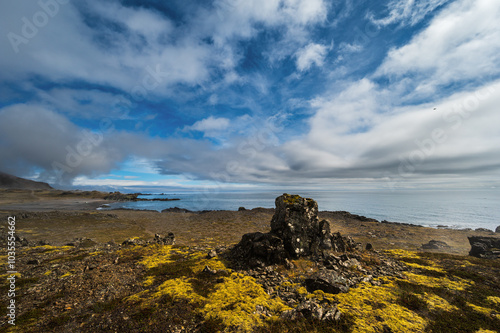 nature sceneries taken from Fauskasandur beach along the route 1 between hofn and Egilsstadir, Iceland photo