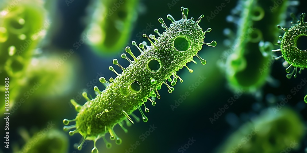 Naklejka premium Close-up of bacteria under a microscope