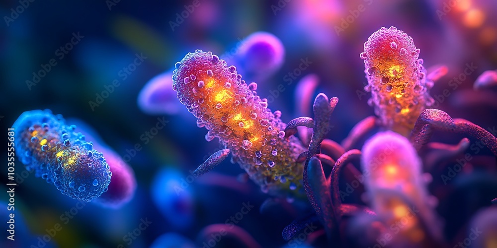 Fototapeta premium Close-up of bacteria under a microscope