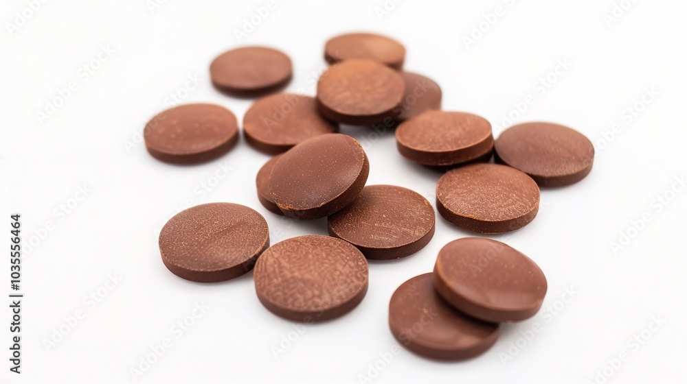 Brown herbal pill tablet on white background - a natural remedy in a simple yet striking presentation Brown herbal pill tablet on white background - a natural remedy in a simple yet striking presentation