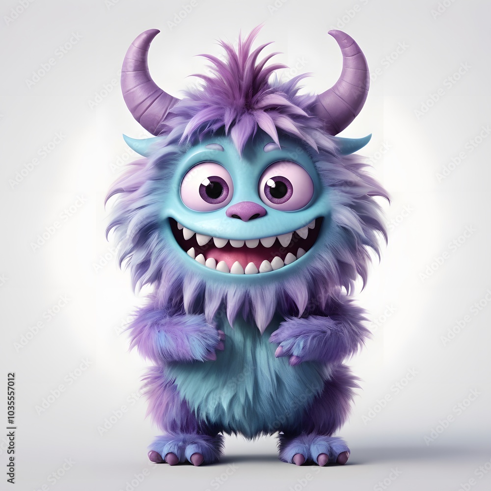 Fototapeta premium Cute monster and demon on white background Created with Generative AI technology.