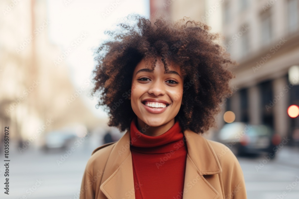 Portrait of a smiling young African American woman in the city Portrait of a smiling young African American woman in the city